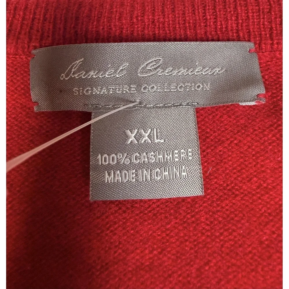 Daniel Cremieux Sweater Mens 2XL Red 100% Cashmere V Neck Lightweight Knit